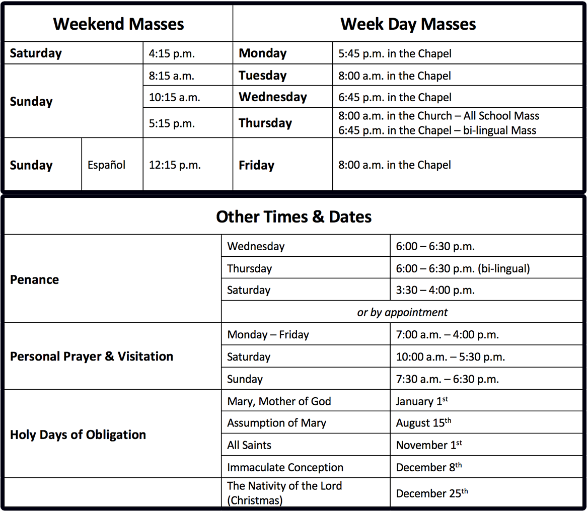 Liturgy Schedule Home